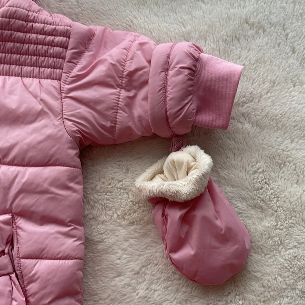 The Children’s Place Baby Hooded Winter Romper Pink Baby Girl Size 6-9M